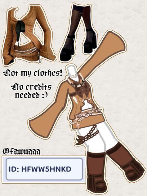 the paper doll is wearing brown and white clothes