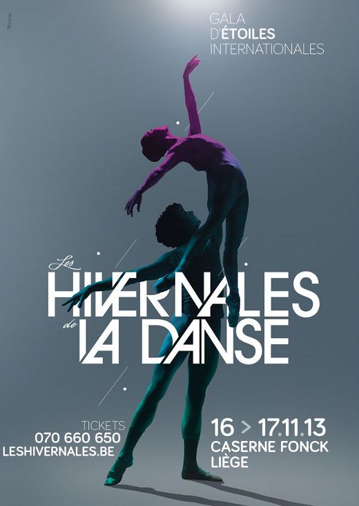 an advertisement for the international ballet festival in france, featuring a man doing a handstand