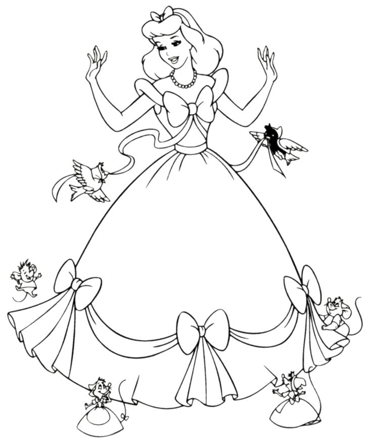 the princess from disney's sleeping beauty coloring page with her dress and tiara