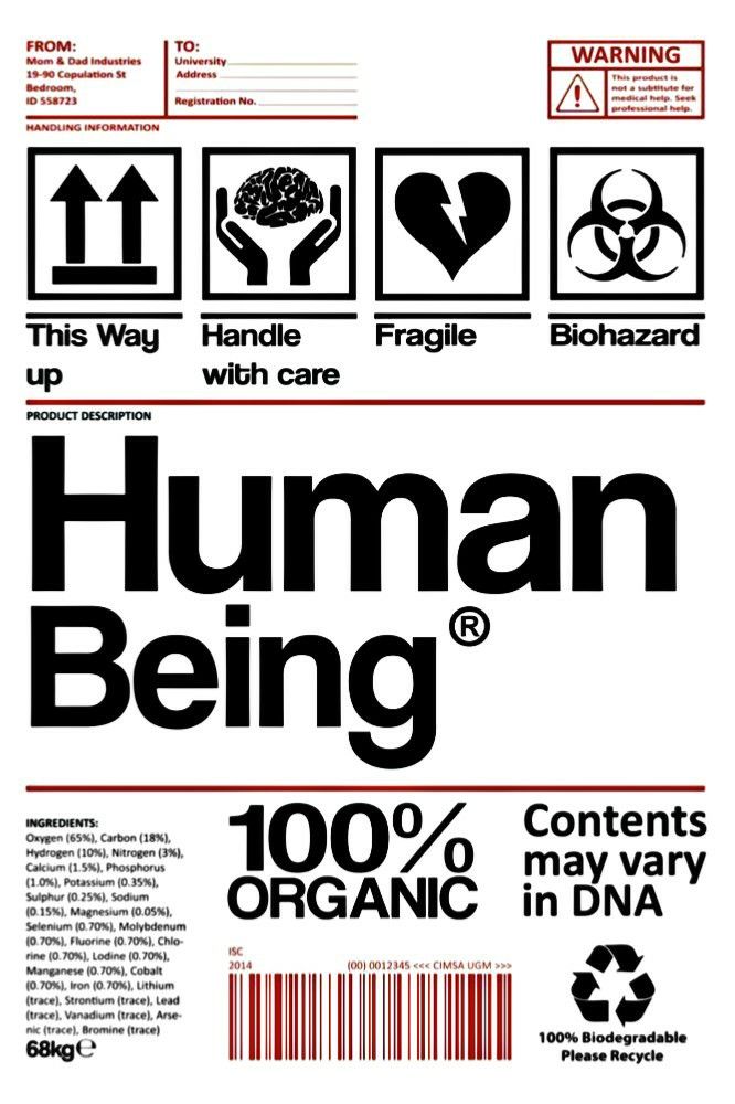 the label for human being organic products