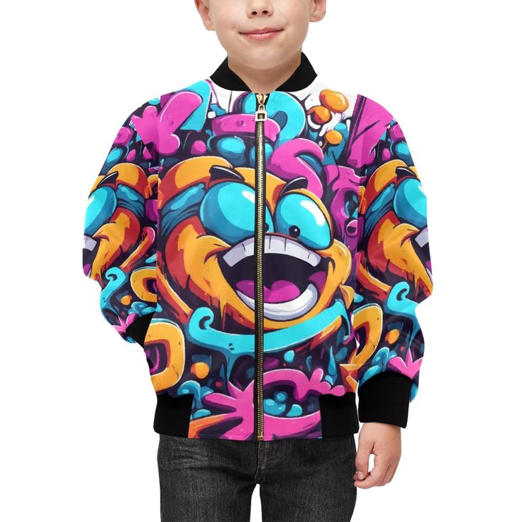 Kinder Bomber Jacke mit Taschen Graffiti Cartoon Comics von UrbanShopEU auf Etsy Graffiti Cartoon, Kids Jackets, Graffiti Cartoons, Kids Jacket, Gender Neutral, Graffiti, Art Collection, Bomber Jacket, Kids Outfits