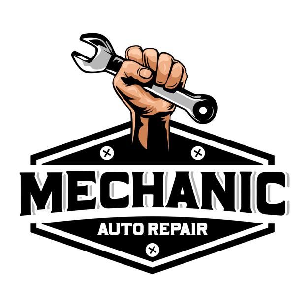 mechanic logo with wrench in hand