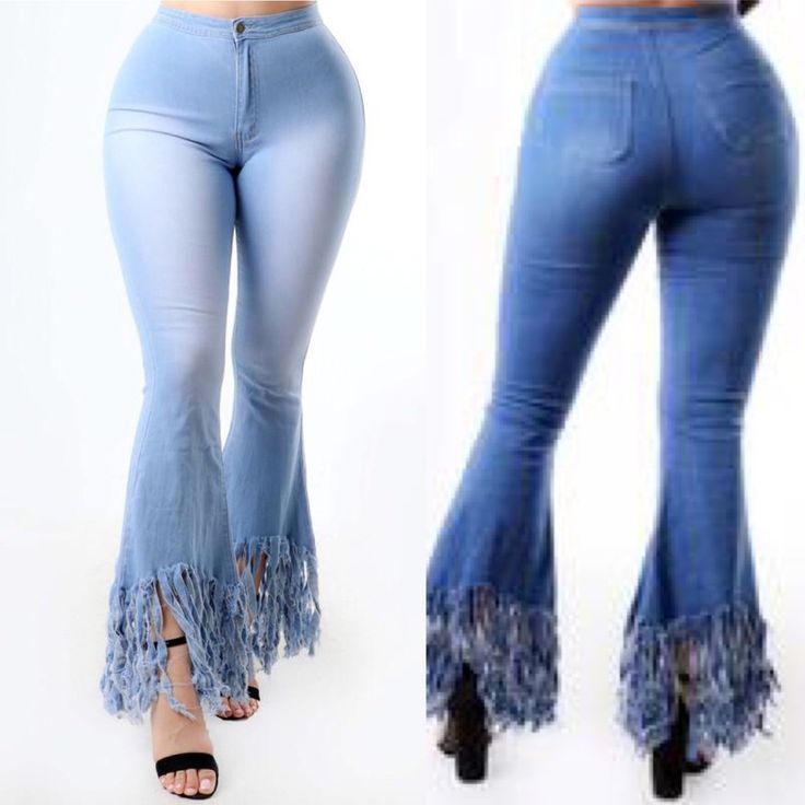 High Waist Fringe Jeans Made To Fit, Shape And Sculpt Your Body. Soft And Stretchy. Flare Ankle Butt Lift Effect S - 3/4 M -5/6 L- 7/8 Xl 9/10 Blue High-rise Patchwork Flare Jeans, Faded Full-length Flare Jeans With Pockets, Chic Full-length Flare Jeans With Frayed Hem, Spring Full-length Rigid Denim Flare Jeans, Stretch Full-length Flare Jeans With Frayed Hem, Fringe Jeans, Jacket Denim, Denim Color, Upcycled Denim