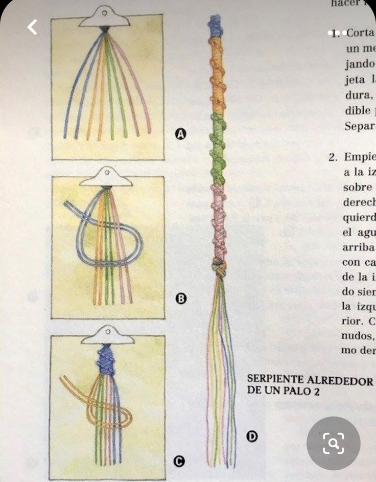 the instructions for how to tie a parasol in three different colors and sizes, including blue, green, red, yellow