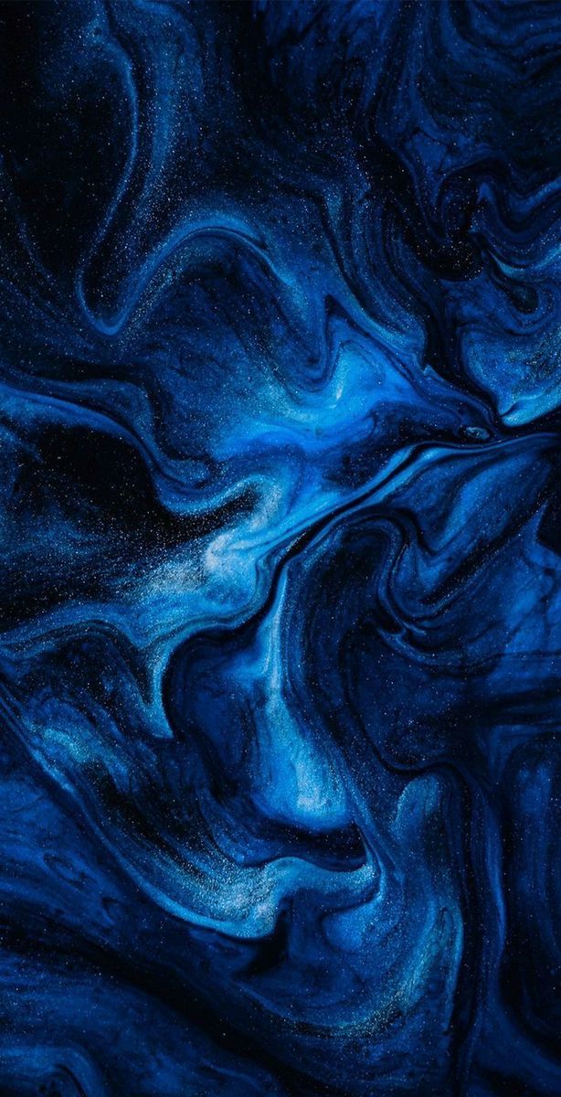 an abstract painting with blue and black colors