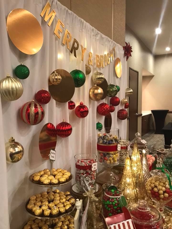 a table filled with lots of food and decorations