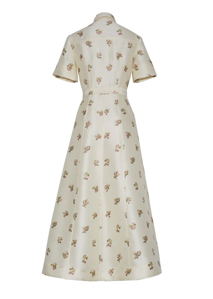 Rounded Wardrobe, Adam Lippes, Decorative Stitching, Flowing Skirt, Silk Wool, The Cream, Menswear Inspired, Printed Silk, Classic Dress