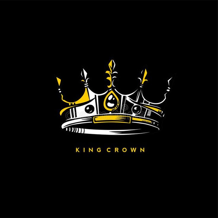 the king crown logo on a black background