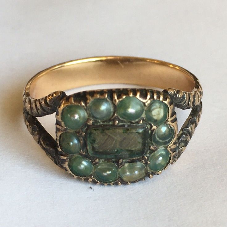 "14 Karat Georgian era ring, dated 1828 Engraving reads; \" From Fredrick to Mary Ann 1828\" As found in excellent condition, no missing Pearls, no damage  American Made Post Colonial era  Finger size 6.25 14 karat sweetheart ring, Inscribed 1828, weighting 1.8 gram, finger size 6.25, pearls and hair lock, in excellent shape considering its age of 192 yrs, condition is As Found" Antique Yellow Gold Emerald Ring, Antique 14k Stamped Emerald Ring, Antique Emerald Ring In Yellow Gold, Antique Signet Ring With 17 Jewels For Anniversary, Victorian Gold Emerald Ring, Victorian Emerald Ring In Yellow Gold, Victorian Yellow Gold Emerald Ring, Vintage Emerald Ring With Rose Cut Diamonds, Antique Emerald Ring In Stamped 14k Yellow Gold