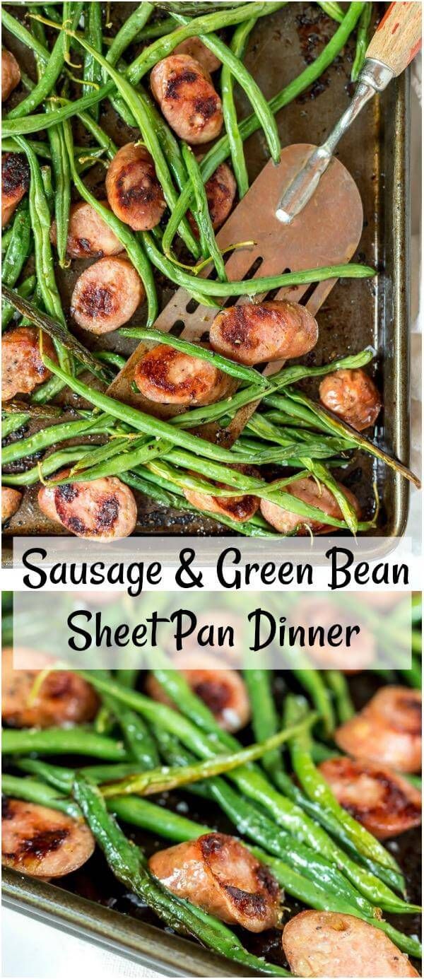 sausage and green bean sheet pan dinner