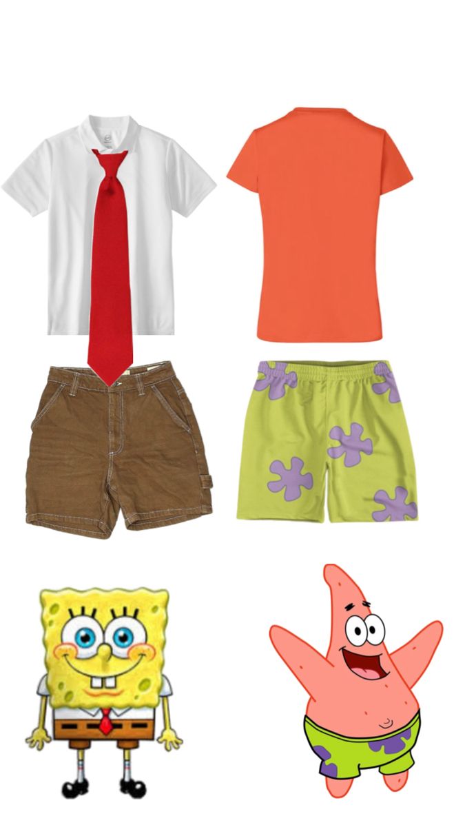 an assortment of cartoon clothing including shorts, t - shirt and tie