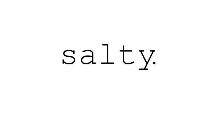 the word salty written in black on a white background