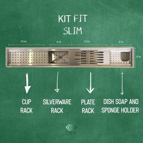 a green chalkboard with instructions for how to use the kit fit slim slots