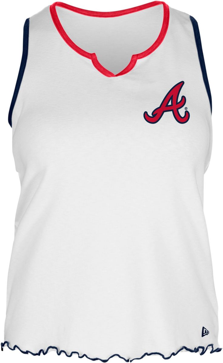 Design Sleeveless, scoop-neck tank top Feminine fit Style and Team Spirit Screen-printed team graphics Additional Details Machine washable Officially licensed product Summer Tank Top, Scoop Neck Tank Top, Summer Tank, Summer Tank Tops, White Summer, Fit Style, Atlanta Braves, Team Spirit, New Era