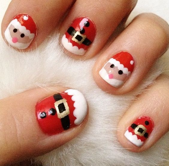 Christmas Nail For Kids, Santa Claus Nail Design, Kid Christmas Nails Designs, Xmas Nails For Kids, Kids Nail Designs Christmas, Kids Christmas Nails Designs, Kid’s Christmas Nails, Kids Holiday Nails, Christmas Kids Nails