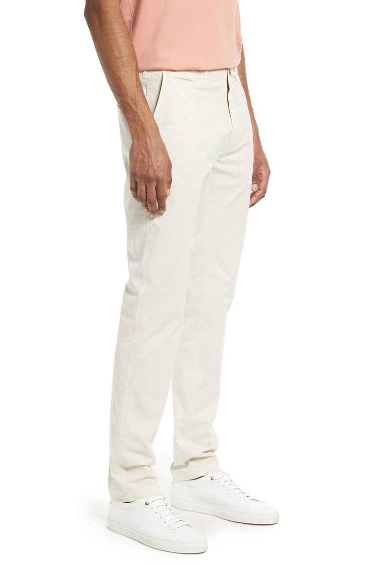 A casual alternative to business-only flat-front styles, these pants are made from comfortable stretch-cotton and tailored in a versatile straight-leg profile. 34" inseam; 14" leg opening 98% cotton, 2% elastane Machine wash, line dry Made in Portugal Relaxed Fit Straight Pants For Business Casual, Casual Fitted Straight Dress Pants, Spring Fitted Chino Cotton Twill Pants, Straight Silhouette Cotton Bottoms With Five Pockets, Straight Silhouette Cotton Bottoms For Workwear, Business Casual Spring Pants With Straight Silhouette, Cotton Straight Silhouette Bottoms For Work, Cotton Bottoms With Five Pockets In Straight Silhouette, Cotton Bottoms With Straight Silhouette For Work