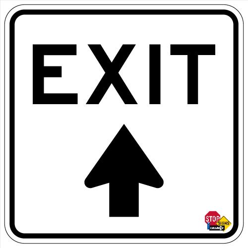 an exit sign with an arrow pointing to the right