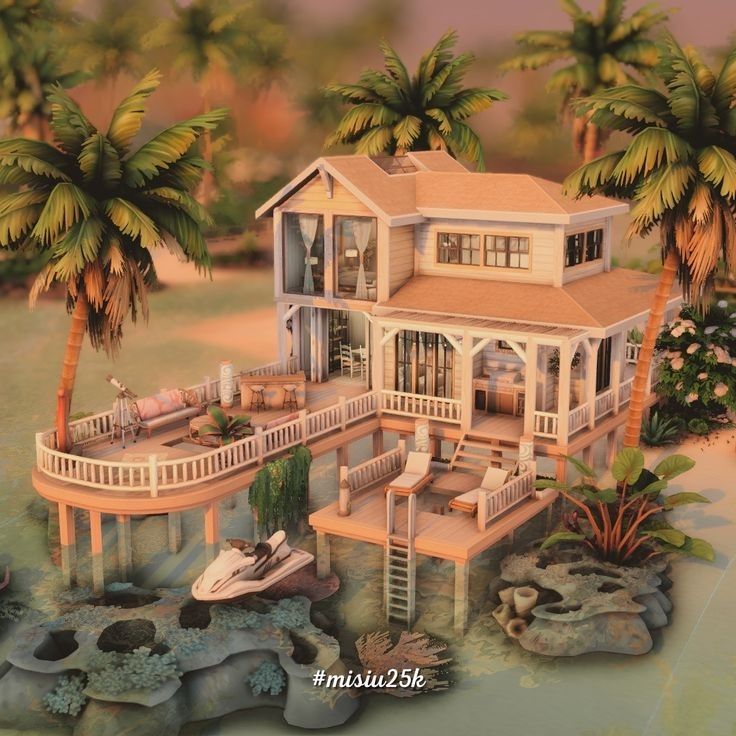 this is an artist's rendering of a house on stilts in the water