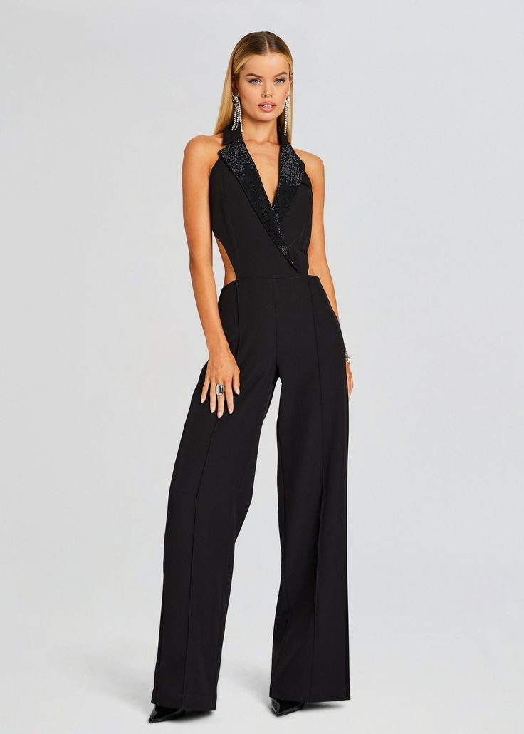 Everlee Jumpsuit – Retrofete Sequin Collar, Bridal Reception Dress, Bride Bachelorette, Bachelorette Party Bride, Rehearsal Dress, Sequin Sweater, Reception Dress, Maxi Gowns, Black Jumpsuit