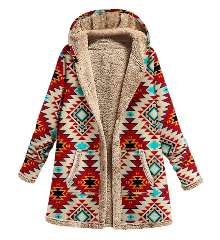 Pattern Coat, Estilo Hippy, Plush Coat, Estilo Hippie, Velvet Coat, Ethnic Print, Aztec Pattern, Linnet, Coat Outfits