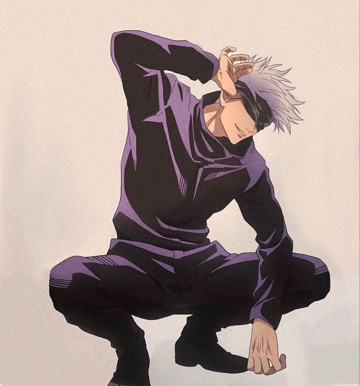 an anime character kneeling down with his hand on his head