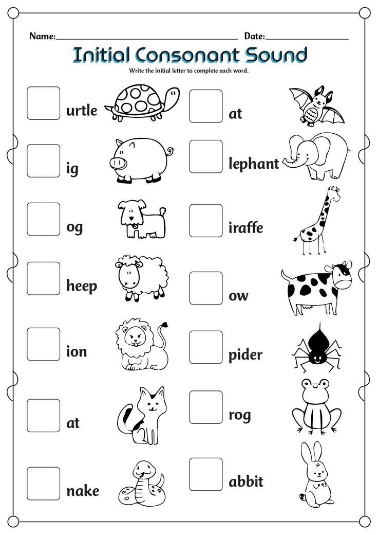 worksheet for the initial sound and letter sounds with pictures on it, including animals