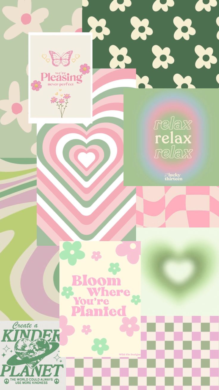 a collage of various images with words and flowers on them, including the words relax relax