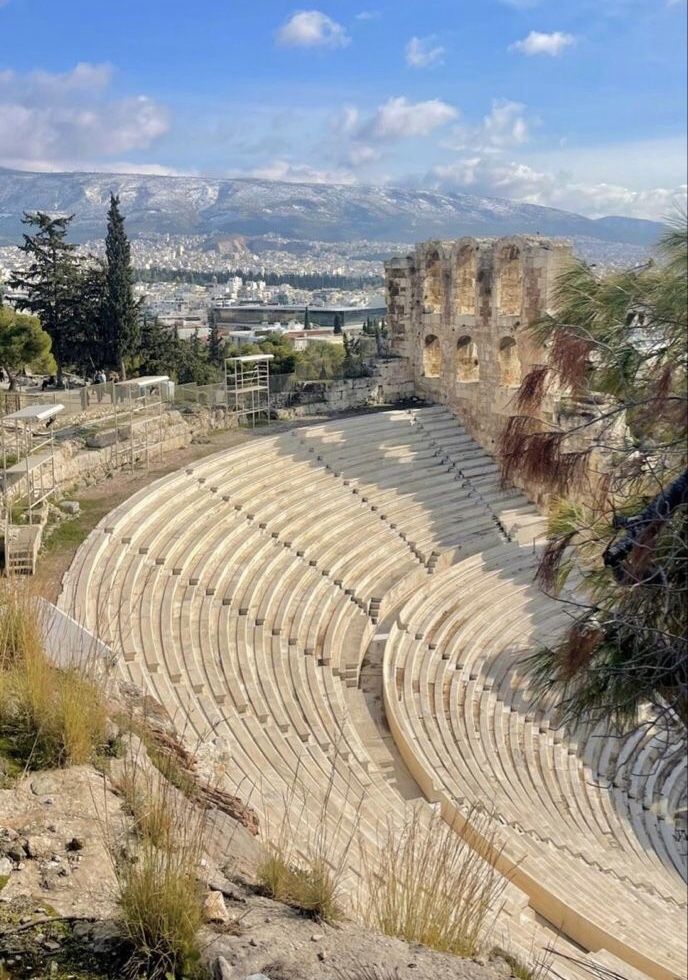 an old amphit in the ruins of a city