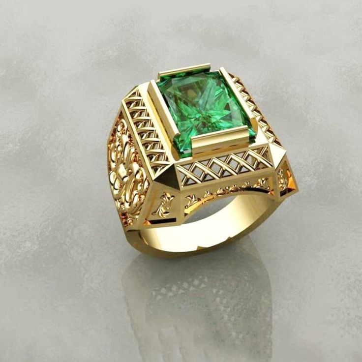 ❤️About the Item❤️ ✔ A detailed designer signet men's ring handcrafted by experienced craftsmen in real solid gold symbolizing the floral designer which gives a bold and gentle look.  ❤️DISCOUNT AND OFFERS❤️ ✔ Please contact us for any discounts or offers that are available on this item. We also provide discounts on bank transfers. Please check the payments methods below! ❤️CUSTOMIZATION❤️ ✔ Please check our designs listed in our store and don't hesitate to contact us with any custom made jewelr Unique Luxury Green Men's Ring, Engraved Gold Emerald Ring As A Gift, Gold Engraved Emerald Ring Gift, Gold Engraved Emerald Ring For Formal Occasions, Mens Rings For Sale, Mens Ring Designs, Rings Mens, Mens Rings, Mens Gold Rings