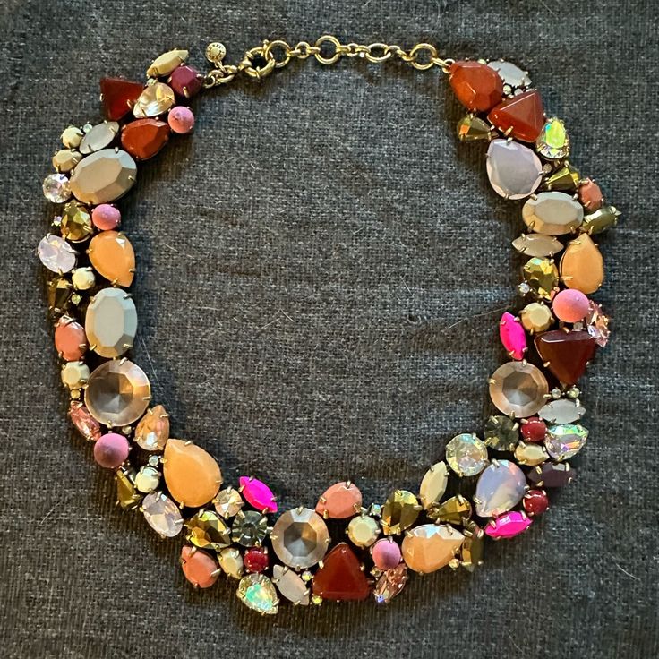 One-Of-A-Kind And Timeless Elegance Statement Necklace Pink Necklace With Sparkling Stones For Party, Pink Party Necklace With Stones, J Crew Jewelry, Jewelry Statement, Pink Gold, Jewelry Inspiration, Womens Jewelry Necklace, Pink And Gold, Timeless Elegance