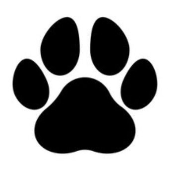 an animal's paw is shown in black on a white background with the word, dog