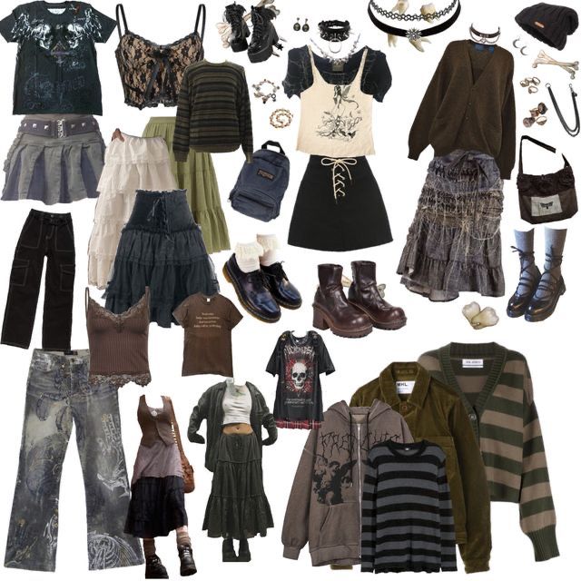 Grunge Fashion Board, Gruge Outfits Girl, Feminine Grunge Outfits Summer, Grunge Outfits Aesthetic Girl, Grunge Outfits Inspiration, Fairy Grunge Aesthetic Clothes, Twilightcore Aesthetic Outfits, Fairygrunge Aesthetic Outfits, Grunge Clothes Ideas