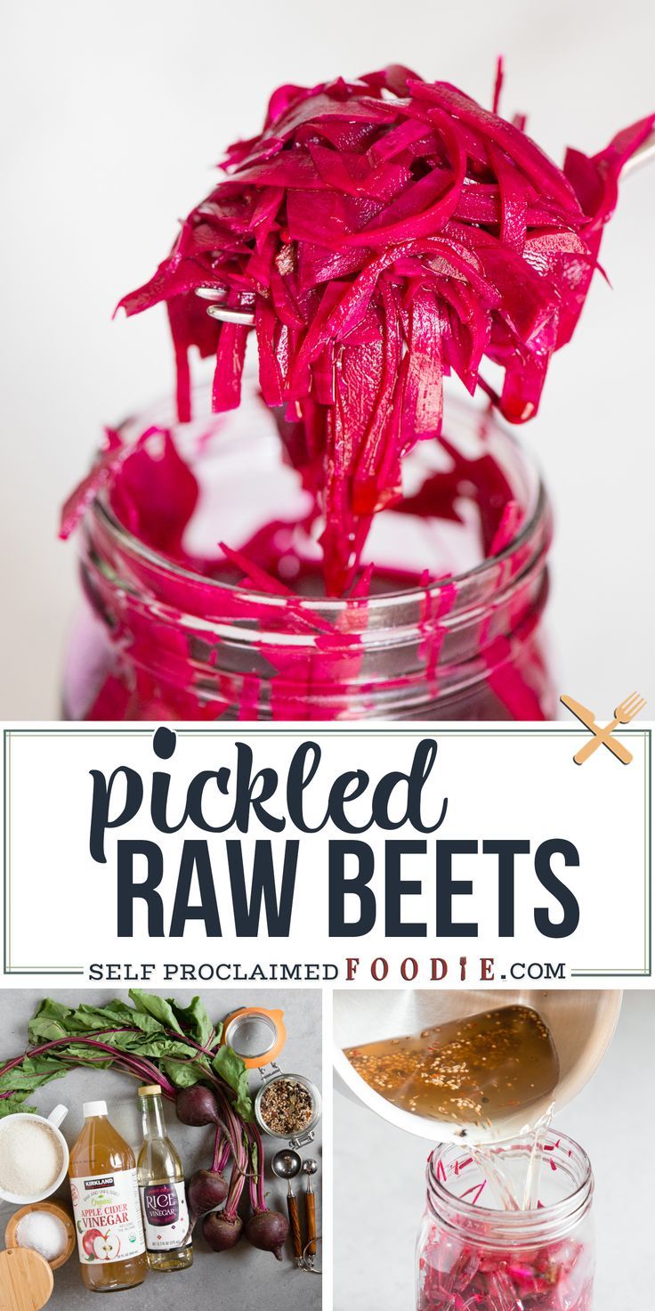 pickled rawbeets in jars with text overlay that reads pickled raw beets