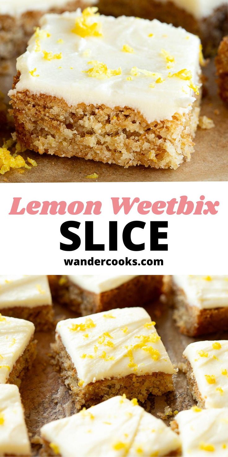 lemon weethr slice with white frosting on top