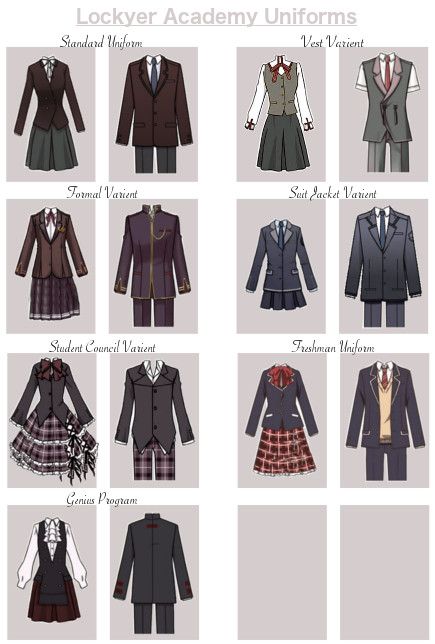 School Uniform Design Ideas, Anime Academy Uniform, Academy Uniform Design, Uniform Design Drawing, School Uniforms Drawing, School Uniform Ideas Drawing, School Uniform Outfits Drawing, Orphanage Uniform, Futuristic School Uniform