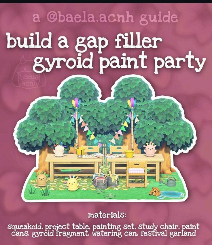 a poster with the words build a gap filler gyroid paint party