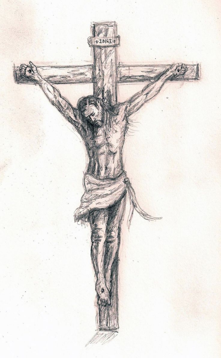 a drawing of jesus on the cross