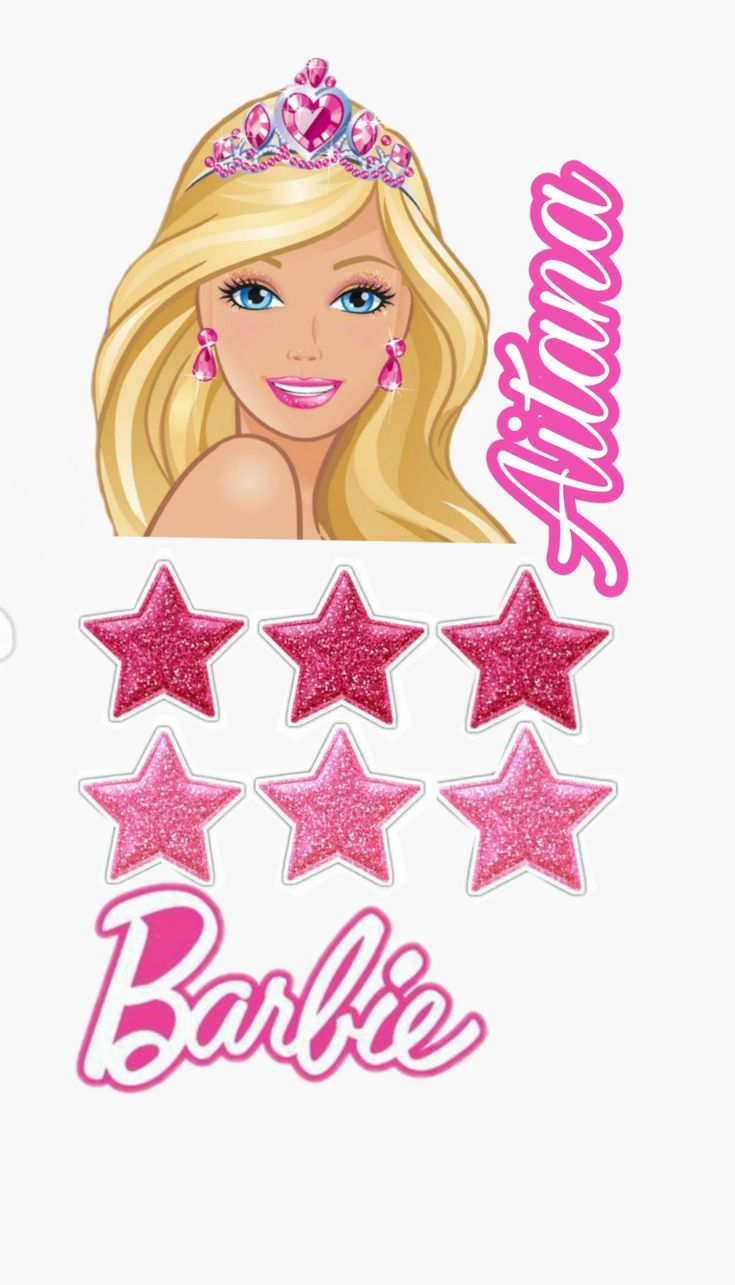 barbie doll with five stars and the word barbie above it