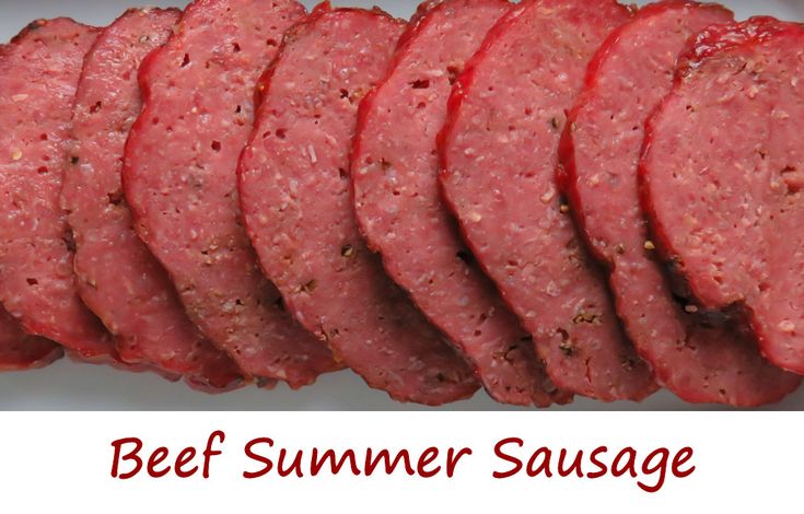 the beef summer sausage is sliced and ready to be eaten