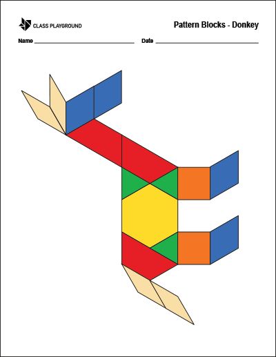 the pattern blocks donkey is made out of paper