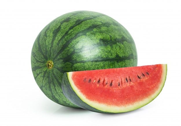 a watermelon cut in half on a white background