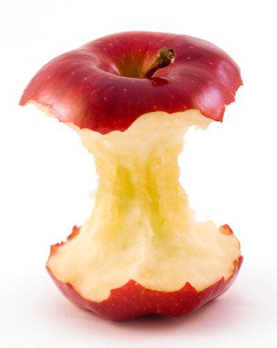 an apple that has been cut in half