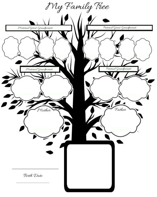 a family tree is shown in black and white