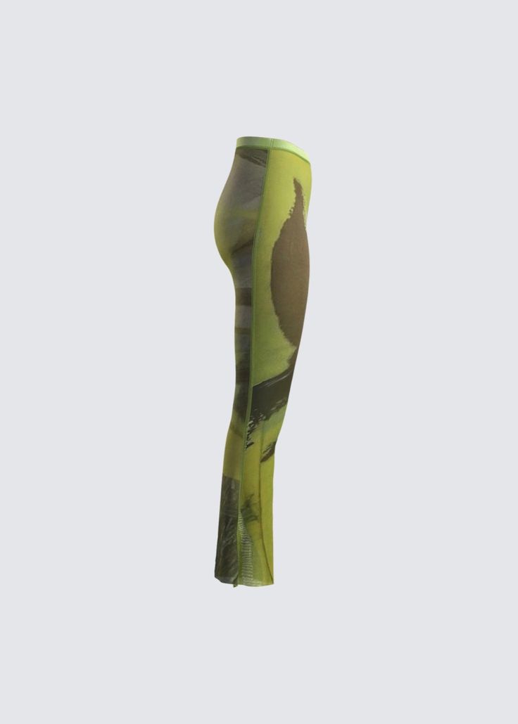 Look elegant no matter the occasion. These stylish bottoms feature a sophisticated black print, lush green accents, and exquisite mesh detailing, stylishly combining form and function. 95% Polyester 5% Elastane Model wears a size 'M' Green Mesh Bottoms For Summer, Summer Green Mesh Bottoms, Green Fitted High Waist Bottoms, Green High Waist Fitted Bottoms, Elegant Stretch Mesh Bottoms, High Waist Fitted Green Bottoms, Fitted High Waist Green Bottoms, Fitted Mesh Bottoms With High-cut Leg, Green High-cut Leg Fitted Bottoms