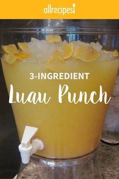 an orange juice lemon - lime soda is in a blender with the words lava punch on it