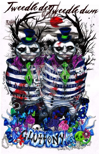 two skeletons dressed as clowns are standing next to each other