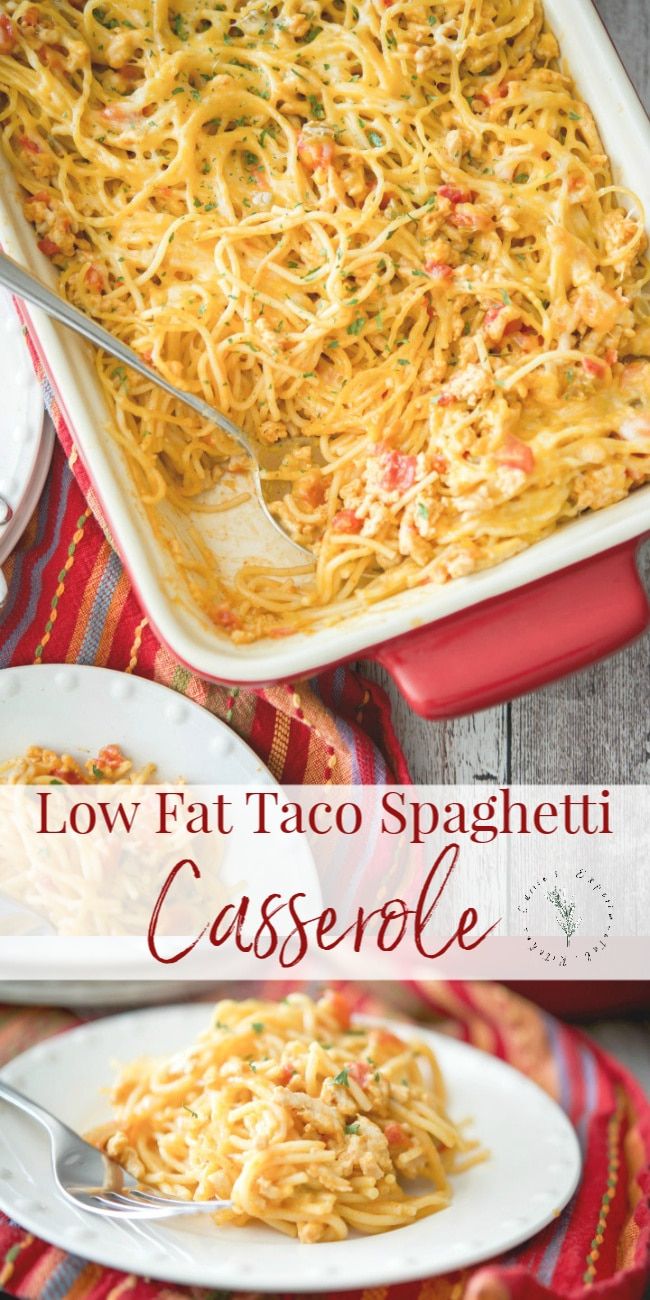 Taco Spaghetti Casserole, Ground Turkey Spaghetti, Low Fat Diet Recipes, Low Fat Dinner Recipes, Turkey Spaghetti, Healthy Low Fat Recipes, Taco Spaghetti, Low Fat Dinner, Mexican Sauce