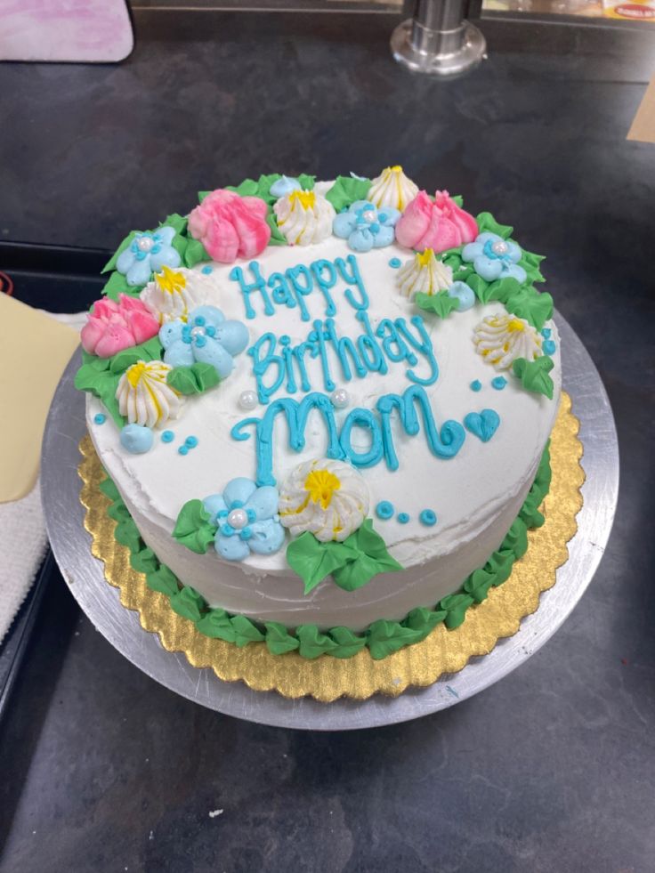 a birthday cake sitting on top of a table