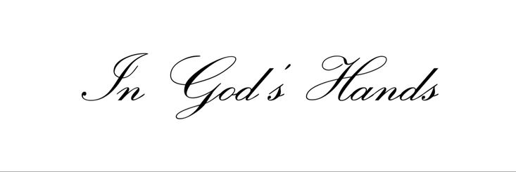 the word i'm god's hands written in cursive writing on a white background