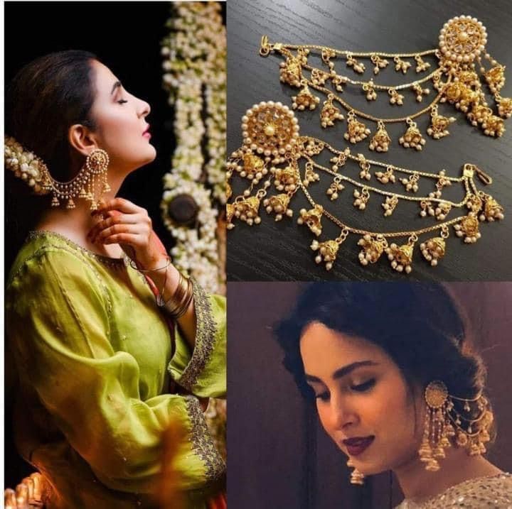 Hairstyles With Sahara Earrings, Bridal Sister Dresses Pakistani, Earrings With Sahara, Bahubali Earrings, Sahara Earrings, Dresses Pakistani, Sisters Dress, Fancy Jewellery Designs, Drawing Stuff